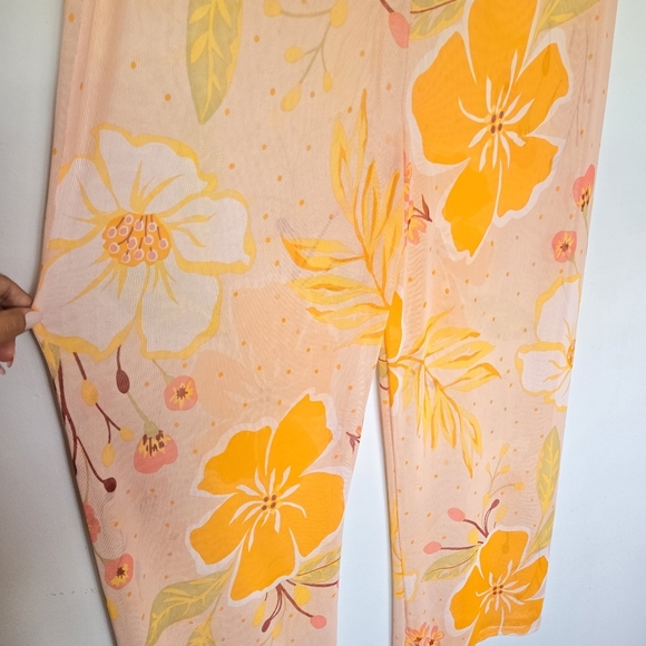 Shore Life Sheer Mesh Floral Coverup Pants Women's 1X Retro Tropical Hawaiian - Picture 10 of 13